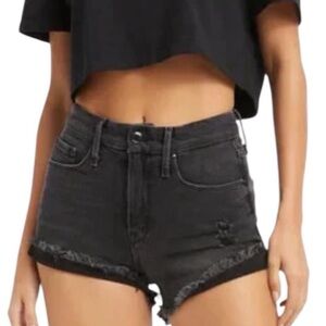 NWT Good American Good Curve Denim Shorts Women’s 12 Black High Rise Stretch